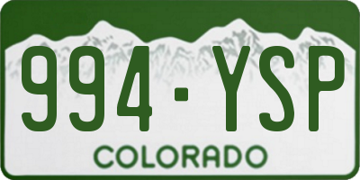 CO license plate 994YSP