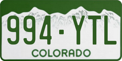 CO license plate 994YTL