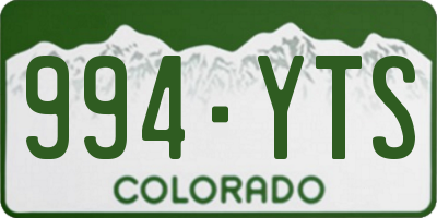 CO license plate 994YTS