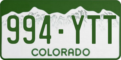 CO license plate 994YTT
