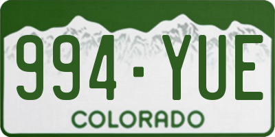 CO license plate 994YUE