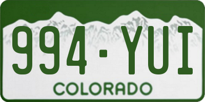 CO license plate 994YUI
