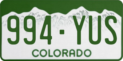CO license plate 994YUS