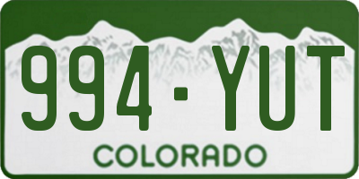 CO license plate 994YUT