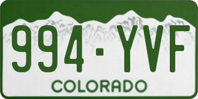 CO license plate 994YVF