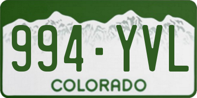 CO license plate 994YVL