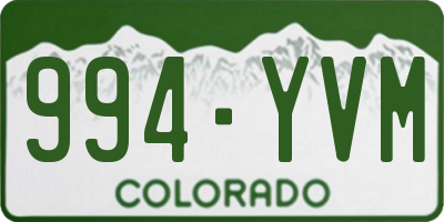 CO license plate 994YVM
