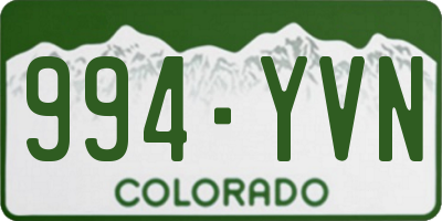 CO license plate 994YVN