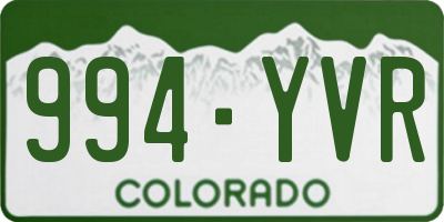 CO license plate 994YVR