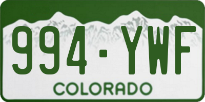 CO license plate 994YWF