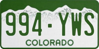 CO license plate 994YWS