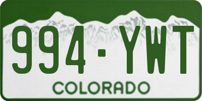 CO license plate 994YWT