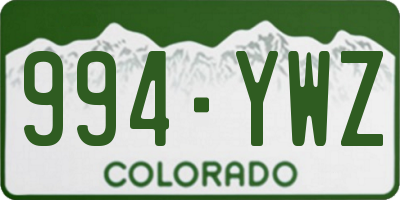 CO license plate 994YWZ