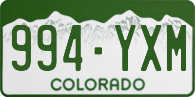 CO license plate 994YXM