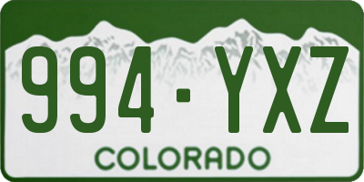 CO license plate 994YXZ