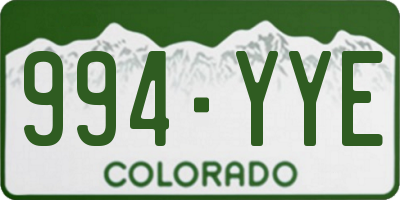 CO license plate 994YYE
