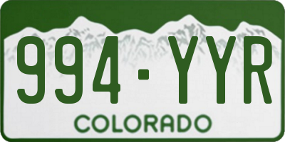 CO license plate 994YYR
