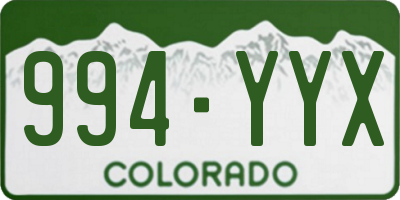 CO license plate 994YYX