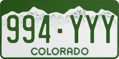 CO license plate 994YYY