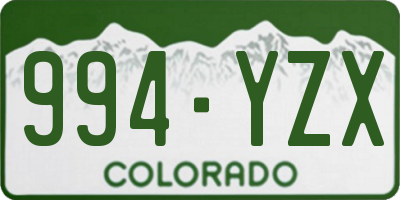 CO license plate 994YZX