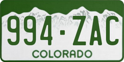 CO license plate 994ZAC