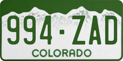 CO license plate 994ZAD