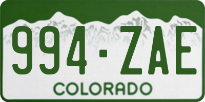 CO license plate 994ZAE