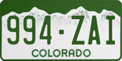 CO license plate 994ZAI