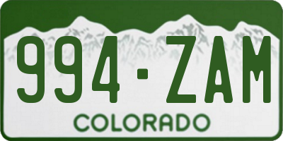 CO license plate 994ZAM