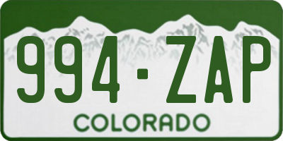 CO license plate 994ZAP