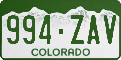 CO license plate 994ZAV