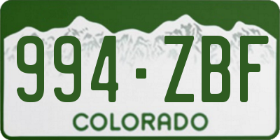 CO license plate 994ZBF