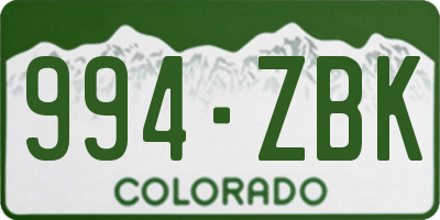 CO license plate 994ZBK
