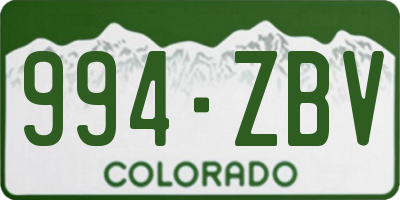 CO license plate 994ZBV