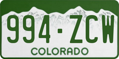 CO license plate 994ZCW