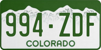 CO license plate 994ZDF