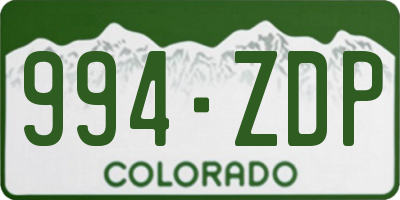 CO license plate 994ZDP