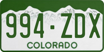 CO license plate 994ZDX