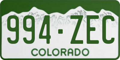 CO license plate 994ZEC