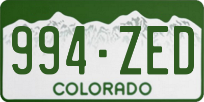 CO license plate 994ZED
