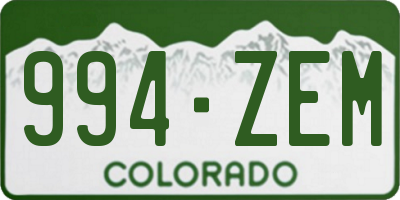 CO license plate 994ZEM