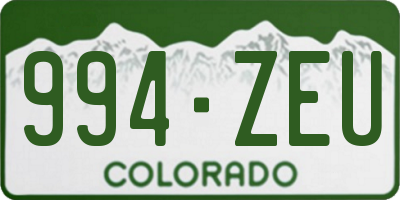 CO license plate 994ZEU