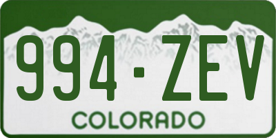 CO license plate 994ZEV