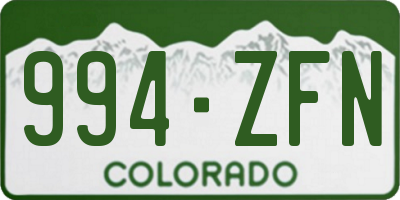 CO license plate 994ZFN