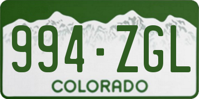 CO license plate 994ZGL
