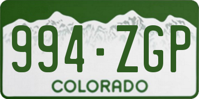 CO license plate 994ZGP