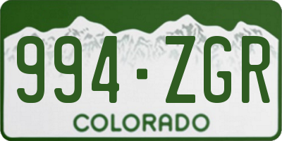 CO license plate 994ZGR
