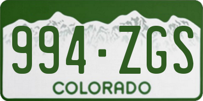 CO license plate 994ZGS