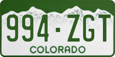 CO license plate 994ZGT
