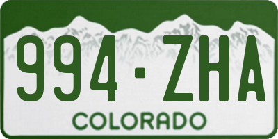 CO license plate 994ZHA